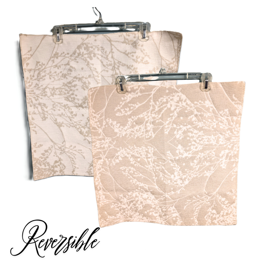 Reversible Cloth Napkins Floral Tree Branches Beige White Sold in Sets of 4